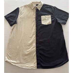 Eighty Eight Black Cream Colorblock Button Up Shirt Size L